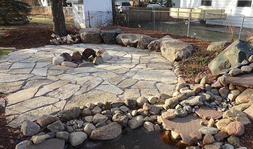 Flagstone pools paths and steps in Brownsville MN